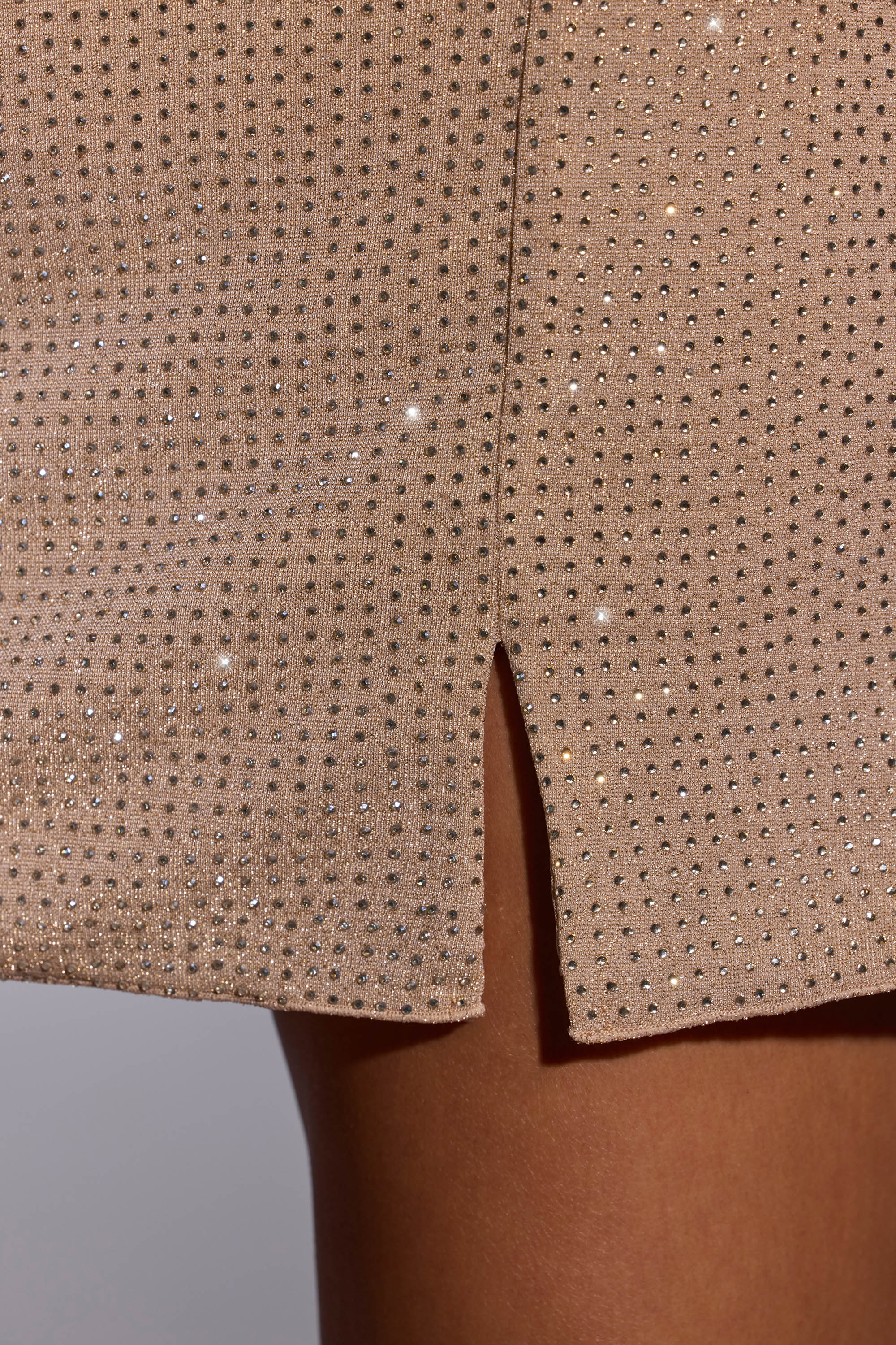 Embellished A-Line Mini Dress in Gold