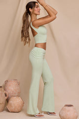 Mid Rise Straight Leg Trousers in Light Sage