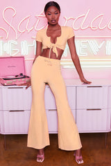 Laid Back Wide Leg Trousers in Peach