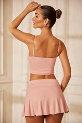 Ruched Micro Mini Skort in Pink