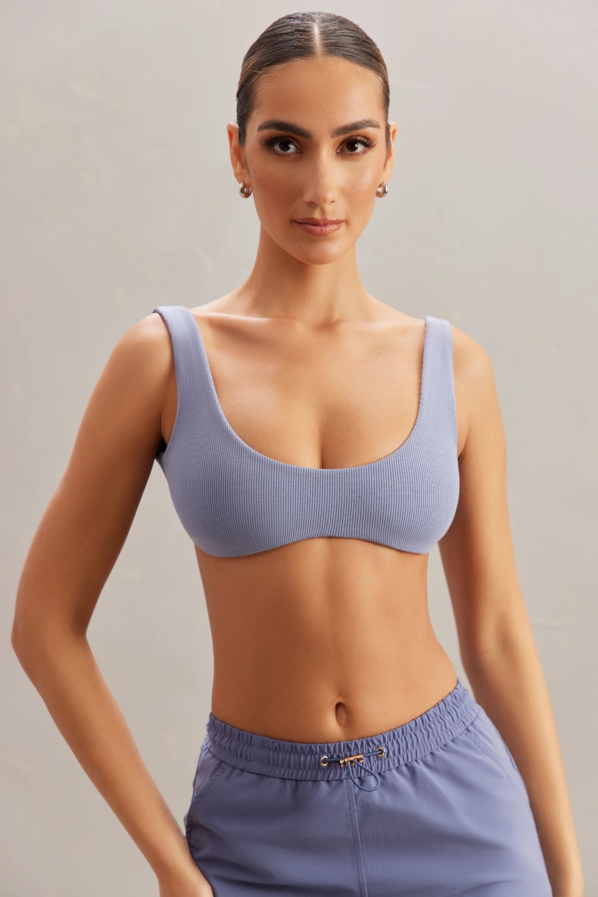 Plunge Neck Bralette in Blue