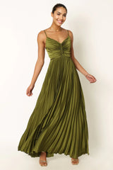 Naira Pleated Maxi Dress - Palm Green