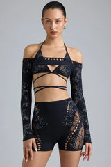 Embellished Cropped Shrug in Black