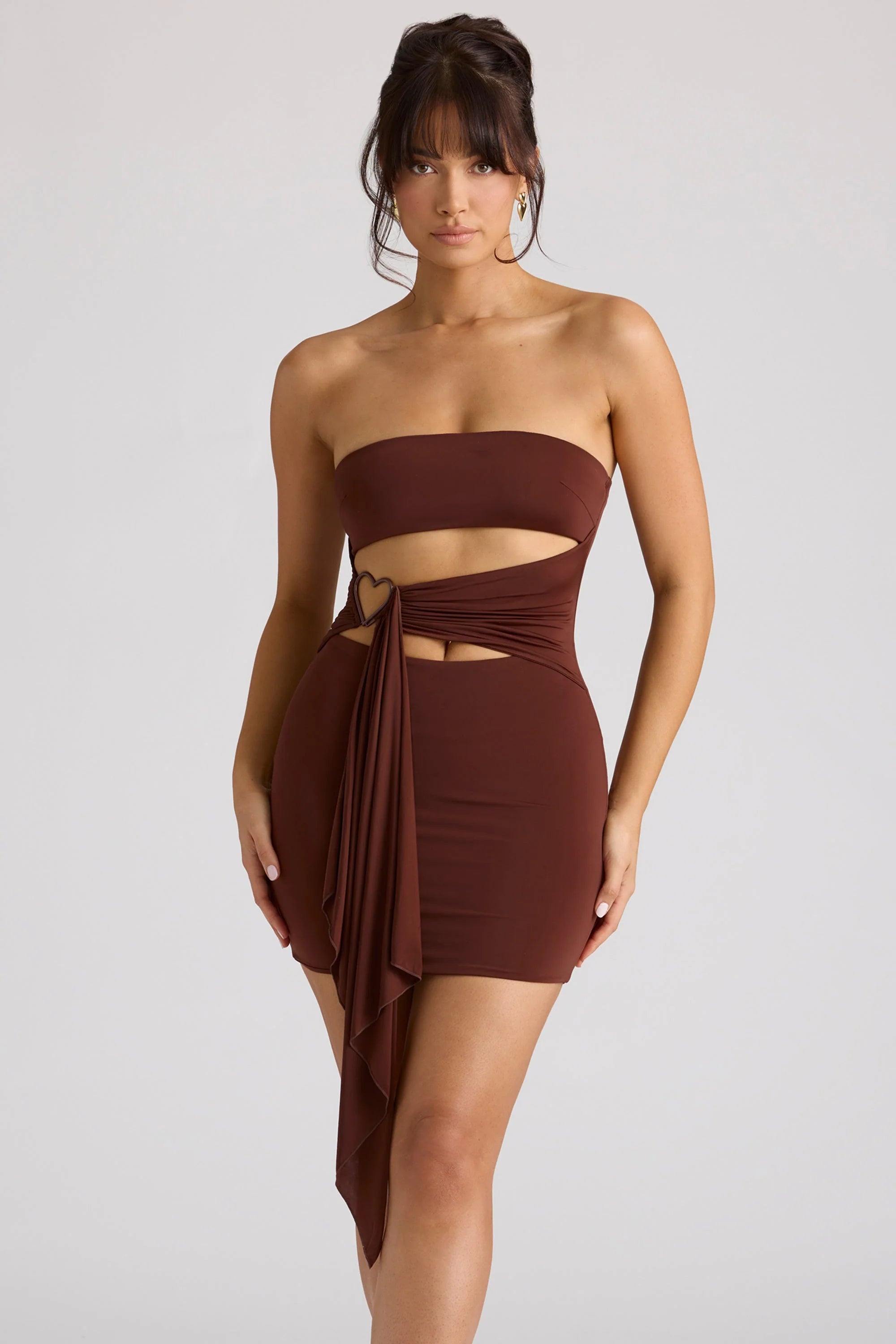 Bandeau-Minikleid in Schokoladenbraun