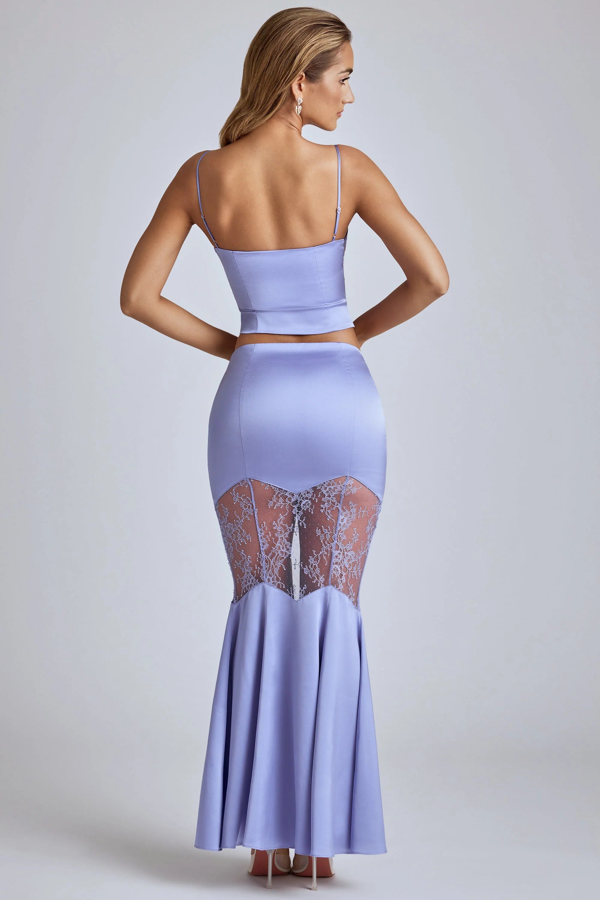 Lace Panel Cami Top in Blue Lavender