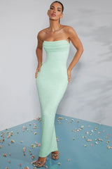 Embellished Bandeau Cowl Neck Maxi Dress in Mint