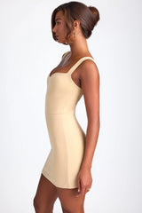 Modal Sweetheart Neckline A-Line Mini Dress in Sand