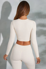 Round Neck Long Sleeve Top in Ivory