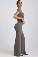 Mid Rise Wide Leg Trouser in Grey