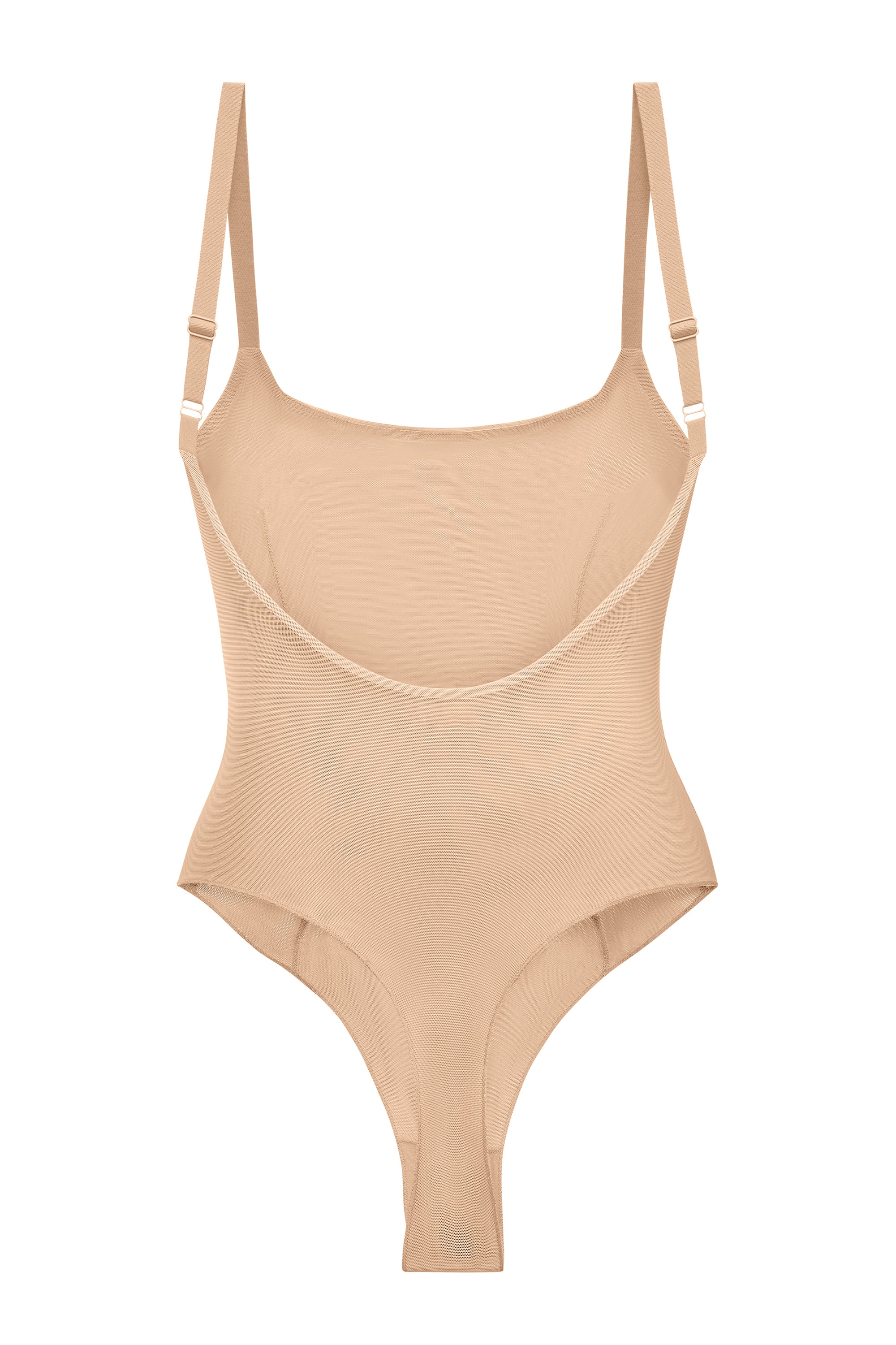 Weicher Mesh-Bodysuit in Beige