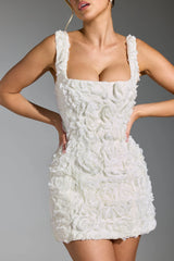 Floral-Appliqu¨¦ Corset Mini Dress in White