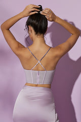 Cowl Neck Corset Crop Top in Lilac