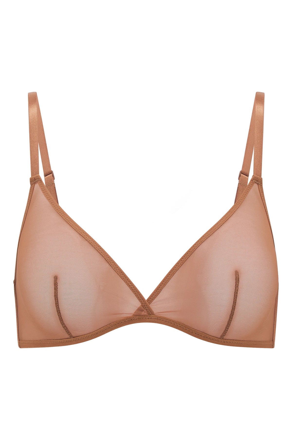 Reggiseno a triangolo a strato singolo in morbida rete color miele