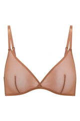 Reggiseno a triangolo a strato singolo in morbida rete color miele