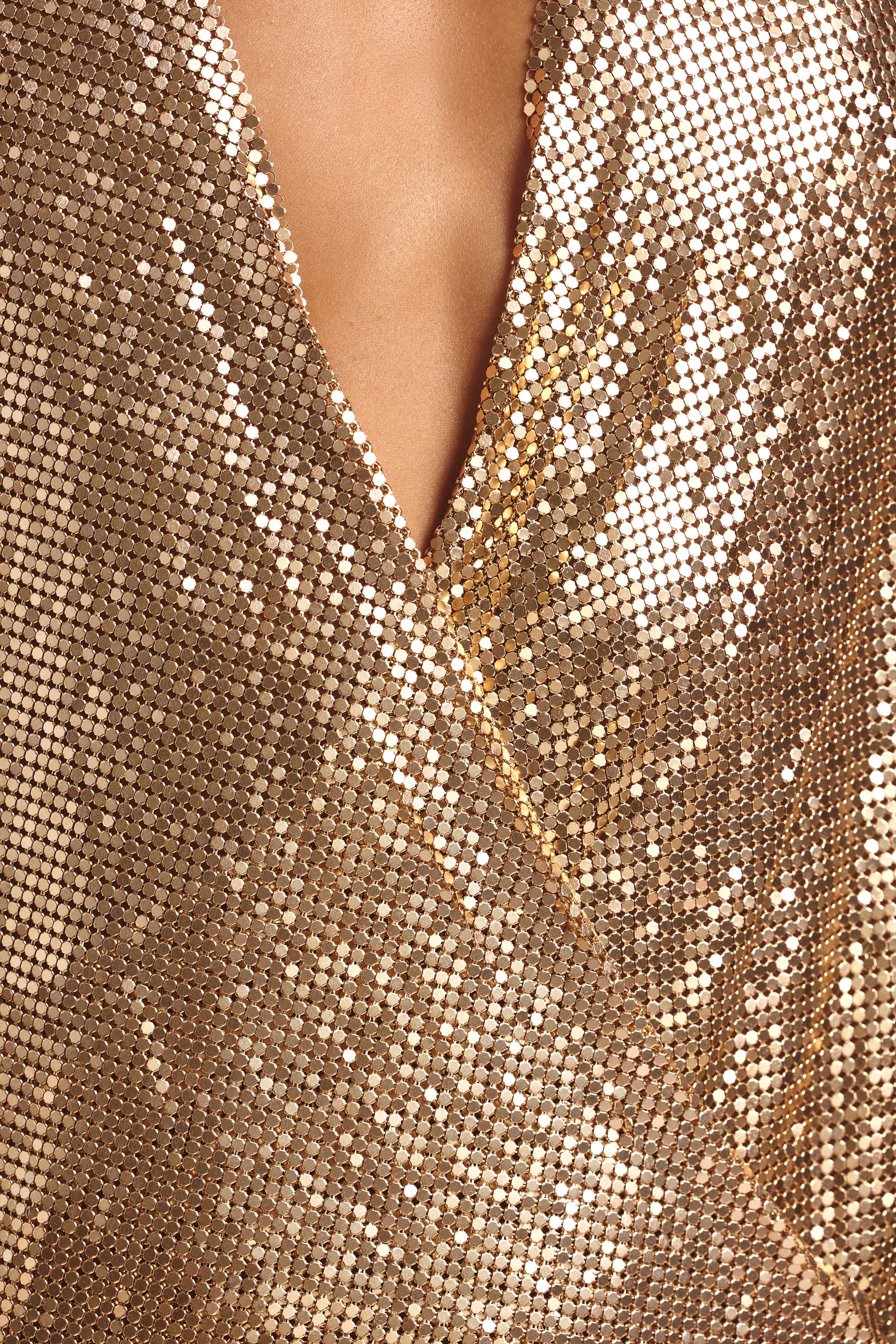 Premium Chainmail-Wickel-Minikleid in Gold