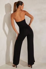 Bandeau Wide Leg Jumpsuit in Black