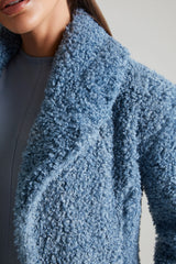 Cappotto lungo in shearling in blu