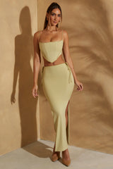 Low Rise Maxi Skirt in Sage