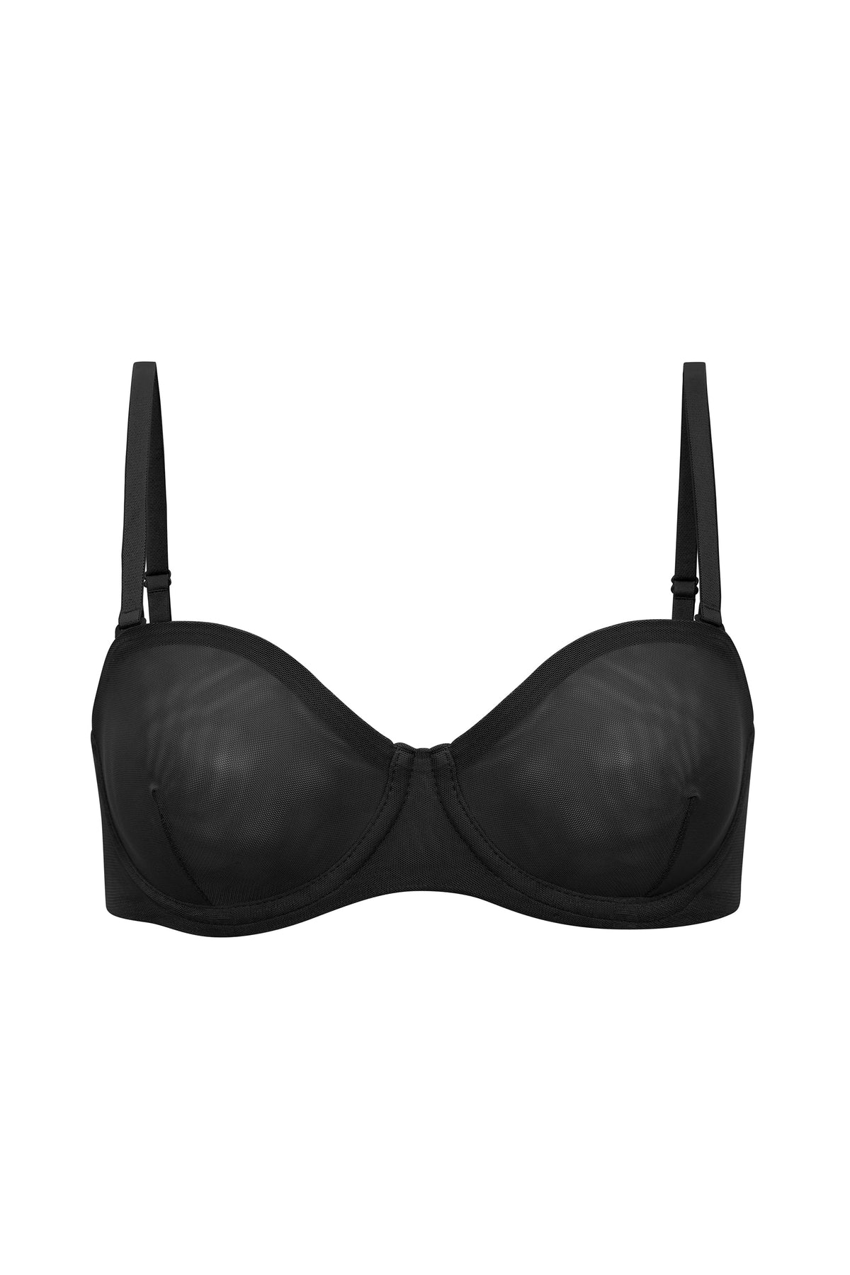 Reggiseno senza spalline in morbida rete in nero