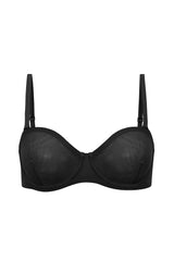 Reggiseno senza spalline in morbida rete in nero