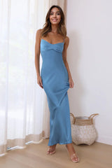 It's Giving Style Satin Maxi Dress Blue