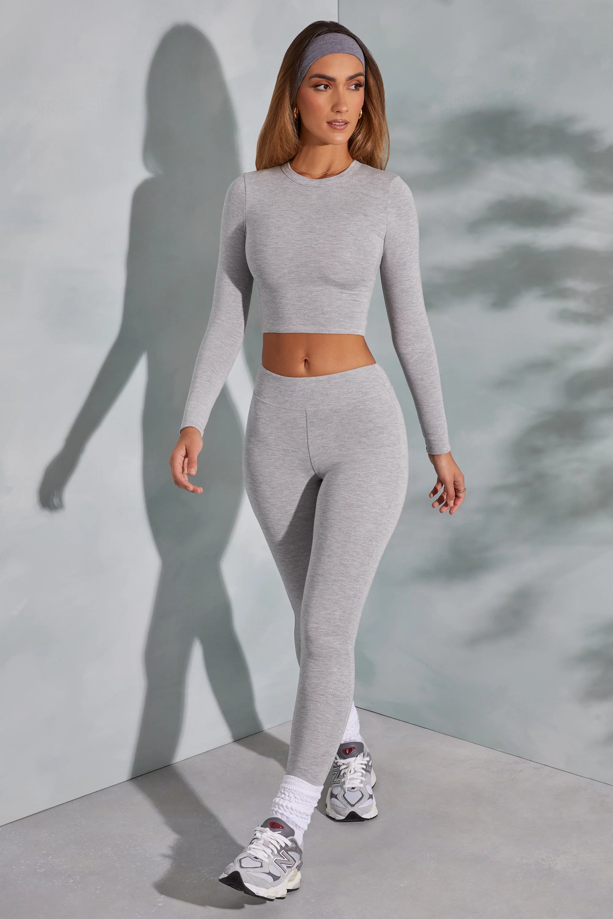 High Waist Leggings in Marled Grey