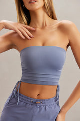 Ruched Bandeau Crop Top in Blue