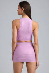 Metallic Cut-Out Low-Rise Minirock in Violett-Pink