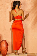 Side Split Maxi Skirt in Orange