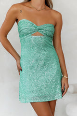 Sparkles Flying Sequins Mini Dress Sage