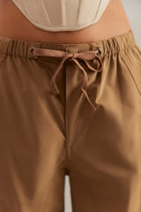 Wide Leg Cargo Trousers in Tan