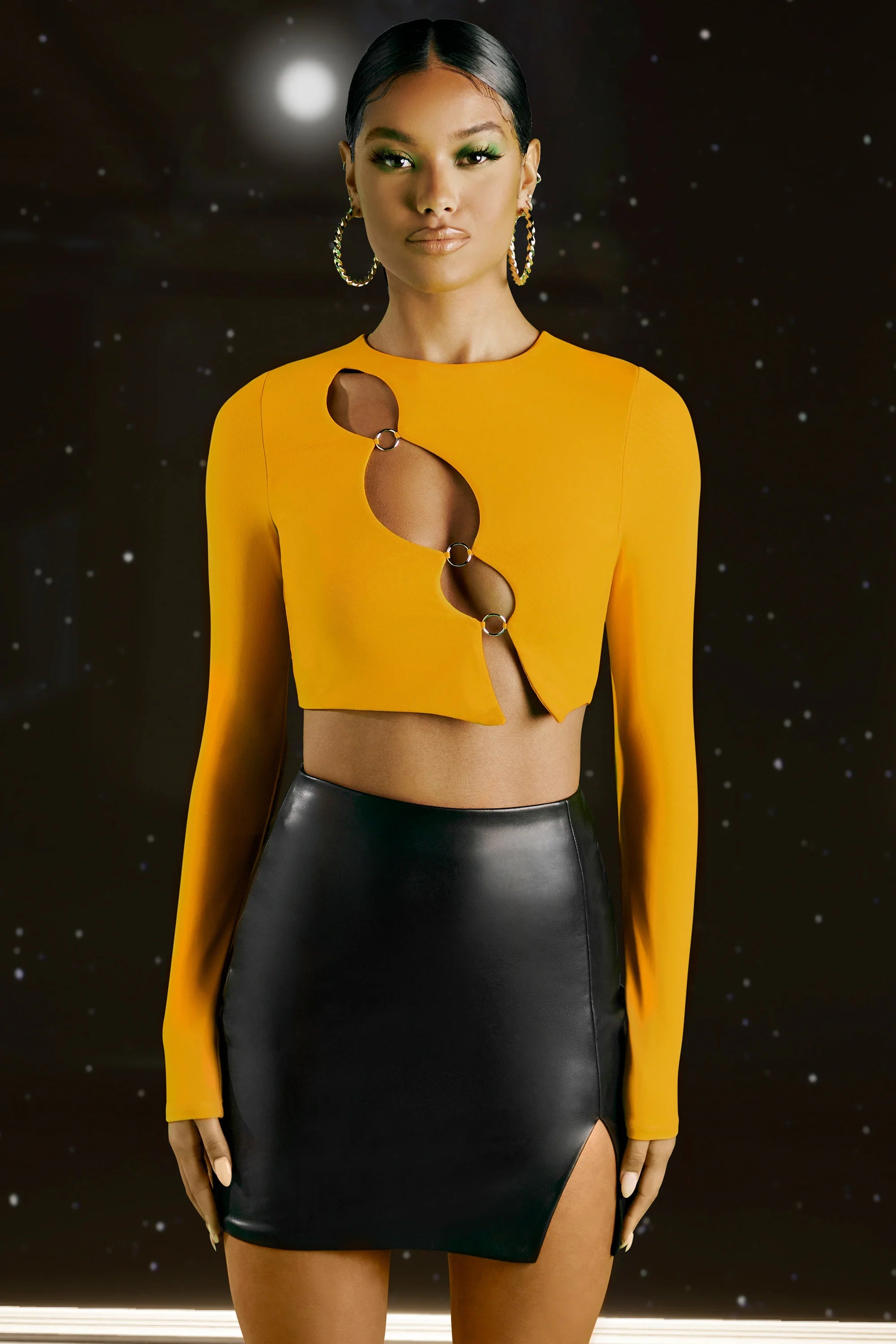 Asymmetric Long Sleeve Top in Yellow