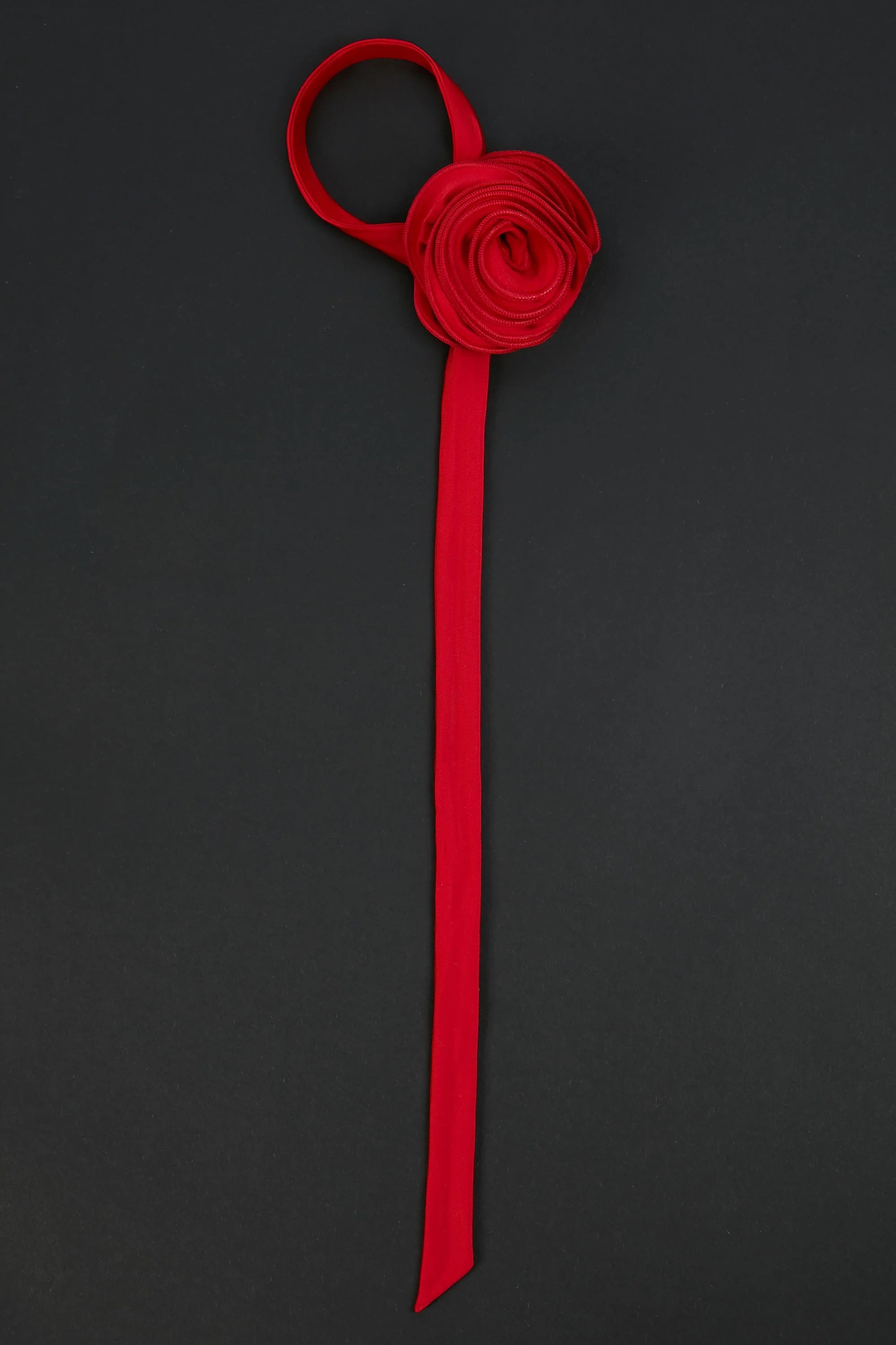 Slinky Jersey Wide Strap Flower Choker in Scarlet Red