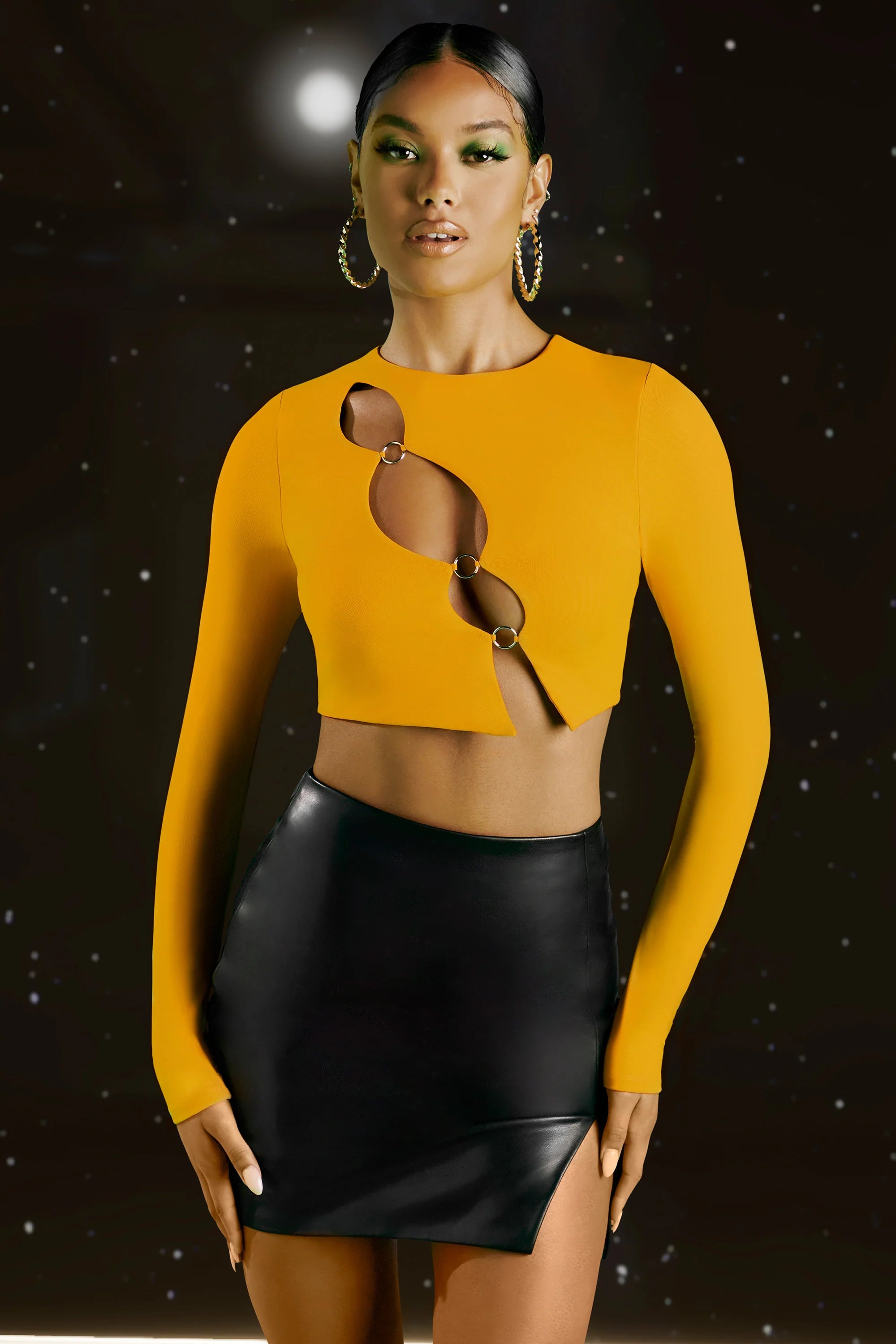 Asymmetric Long Sleeve Top in Yellow