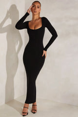 Long Sleeve Maxi Dress in Black