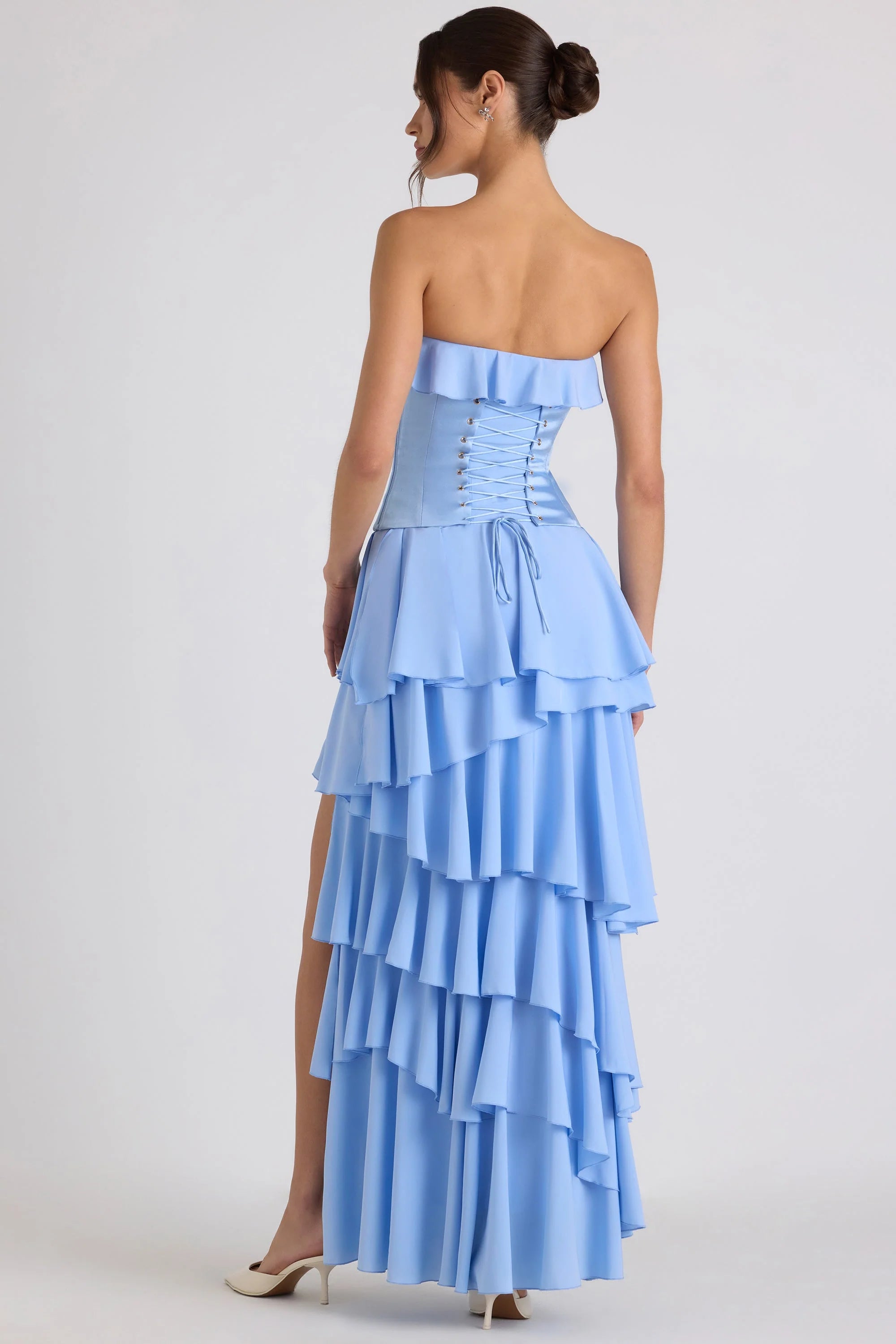 Tiered Corset Gown in Sky Blue