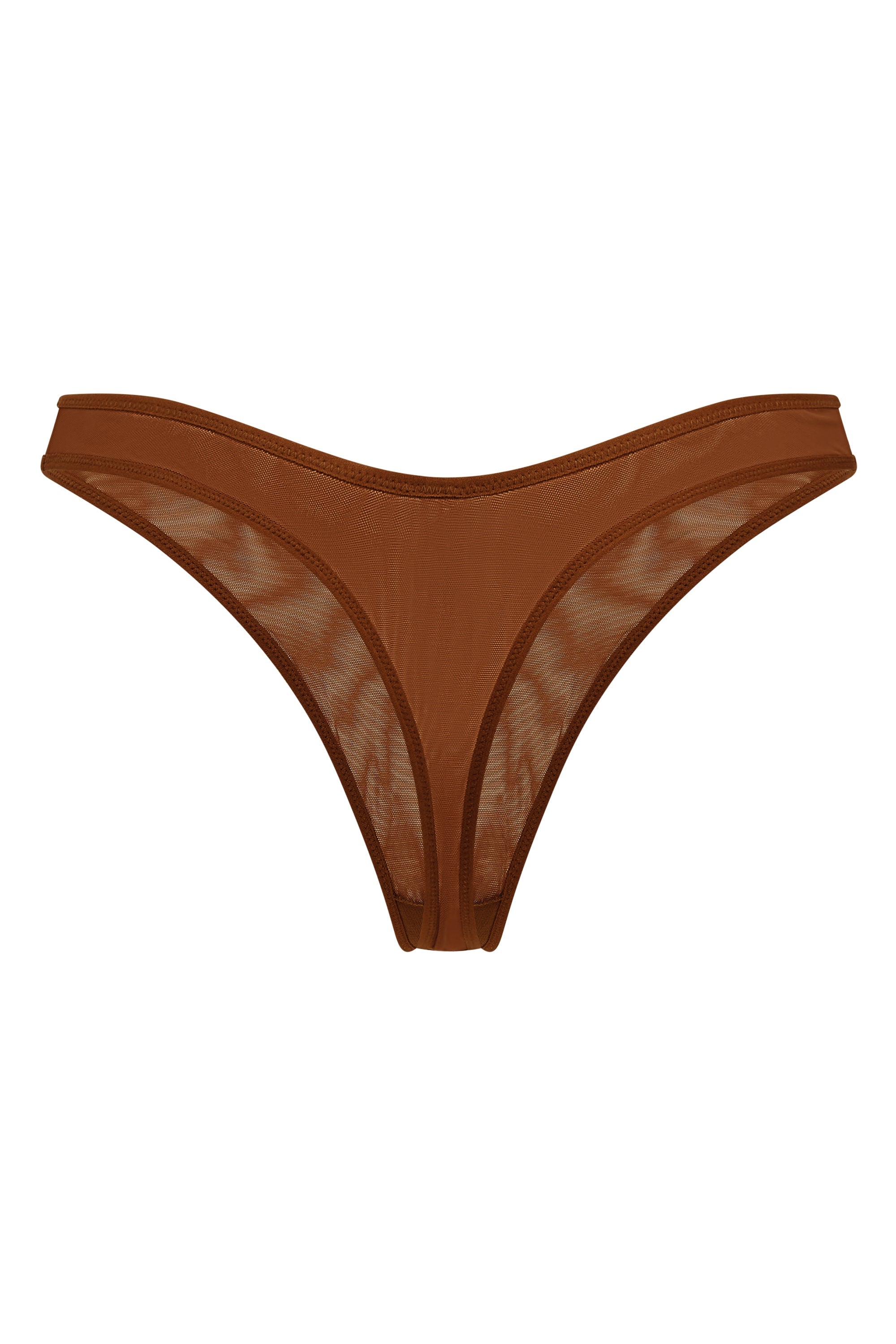 Soft Mesh Thong in Chestnut