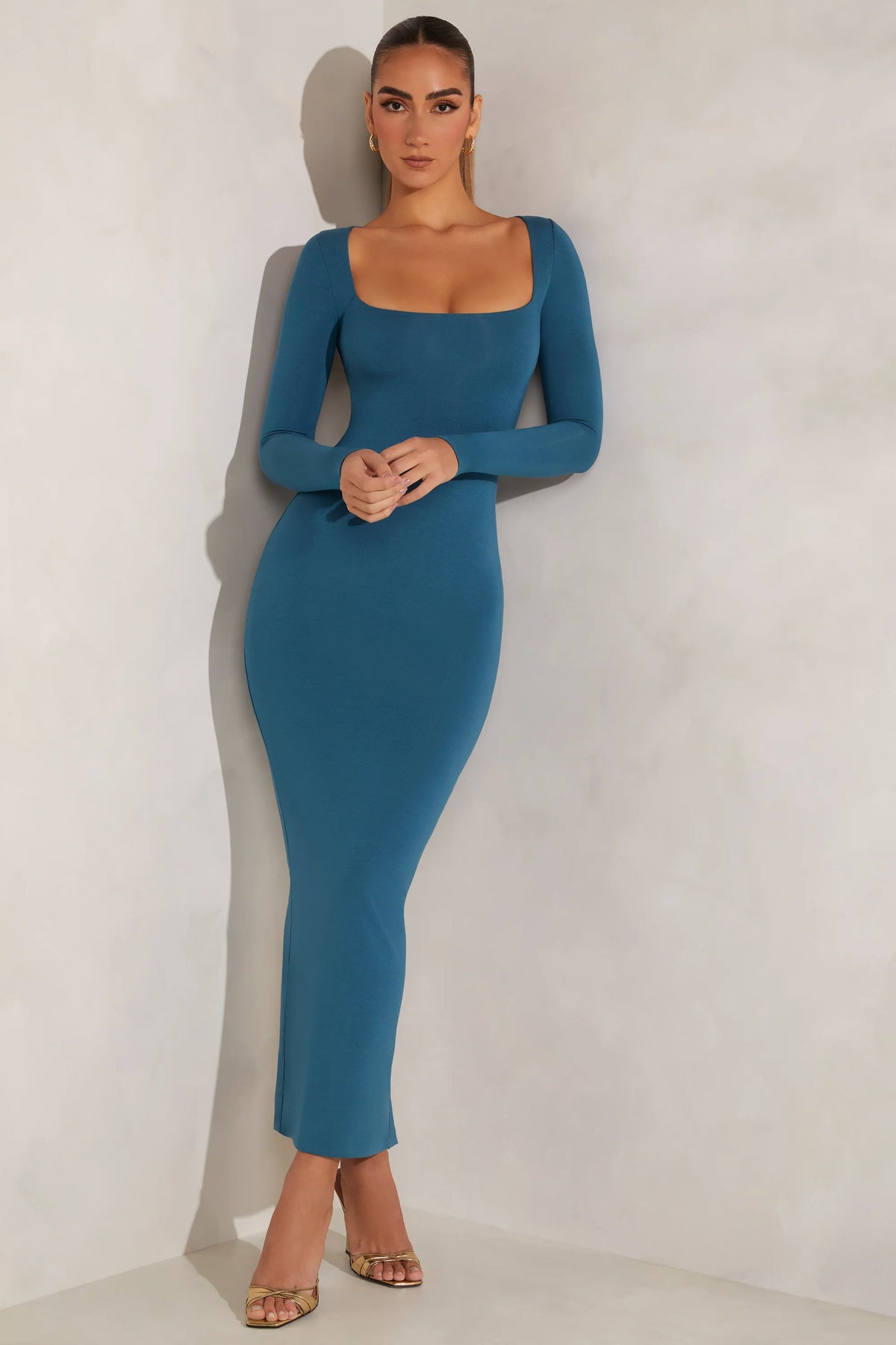 Long Sleeve Maxi Dress in Teal