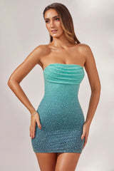 Embellished Strapless Mini Dress in Blue Ombr¨¦