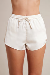 Bias Cut Satin Mini Shorts in Ivory