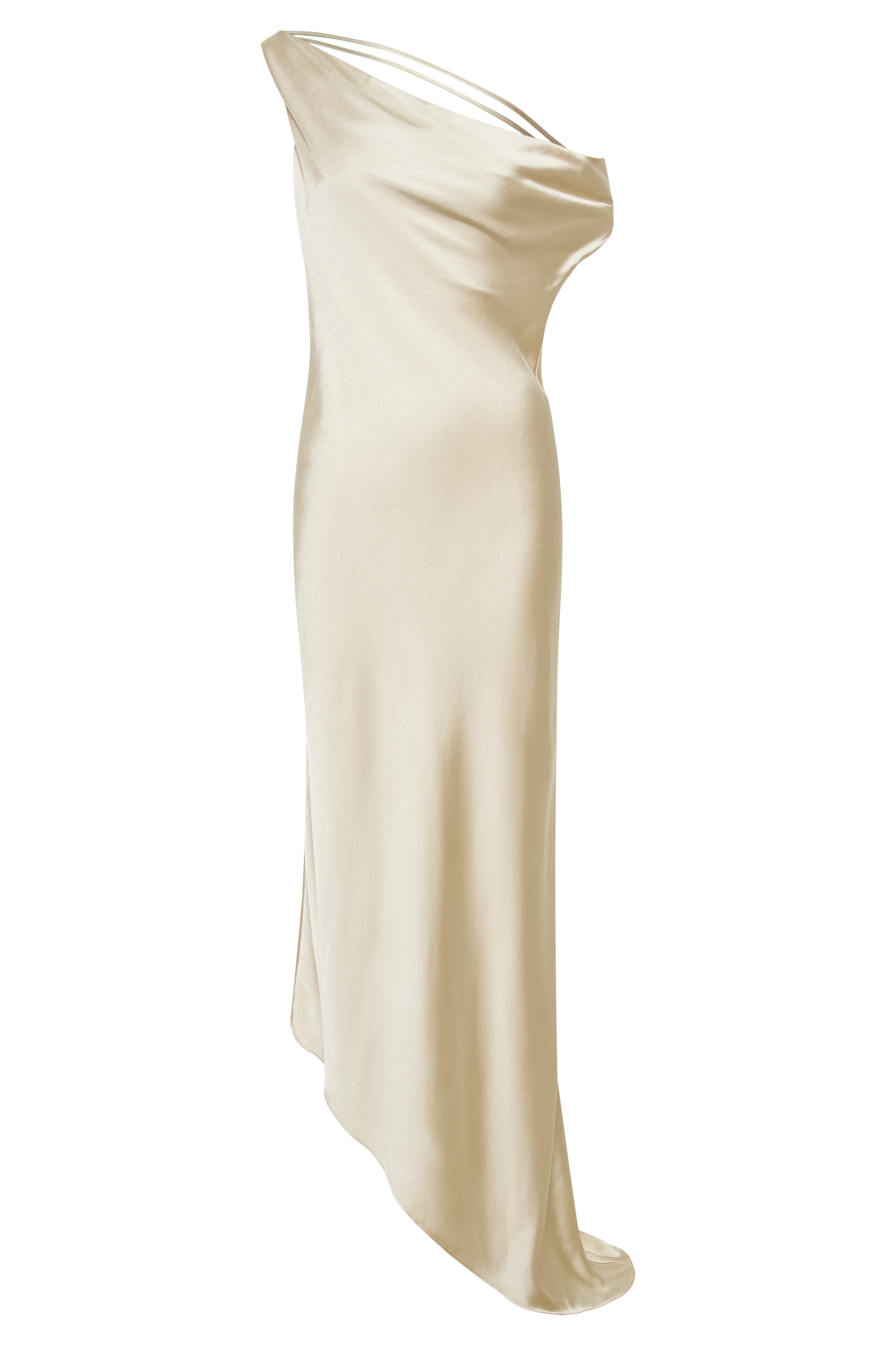 Yvette Slip Maxi Dress With Asymmetrical Hem - Gold