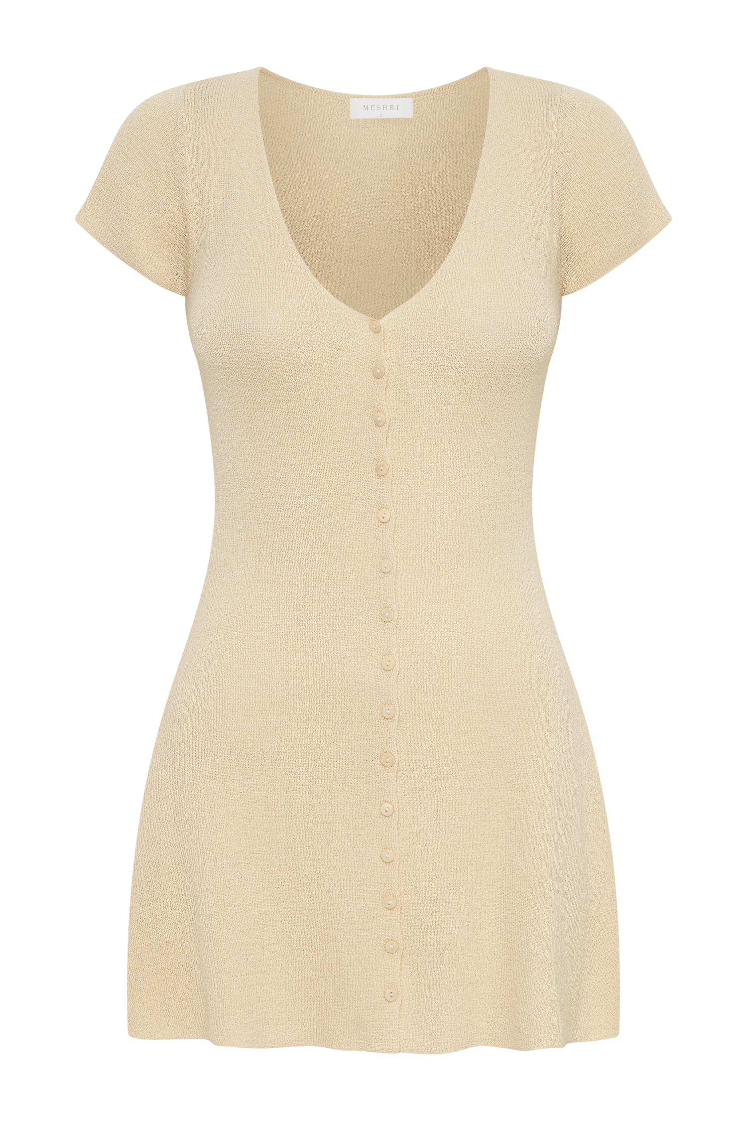 Paula Buttoned Knit Mini Dress - Wheat