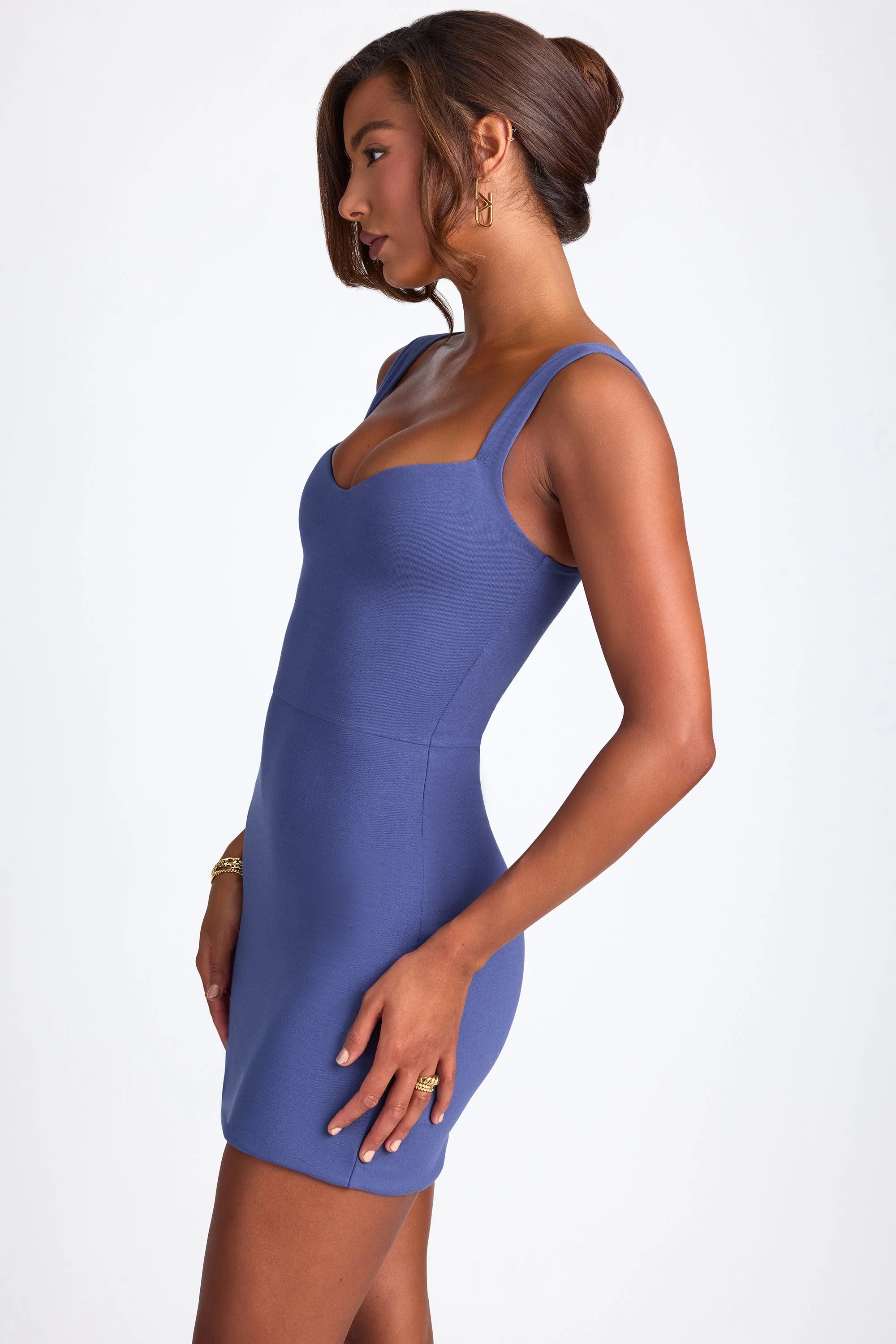 Modal Sweetheart Neckline A-Line Mini Dress in Navy