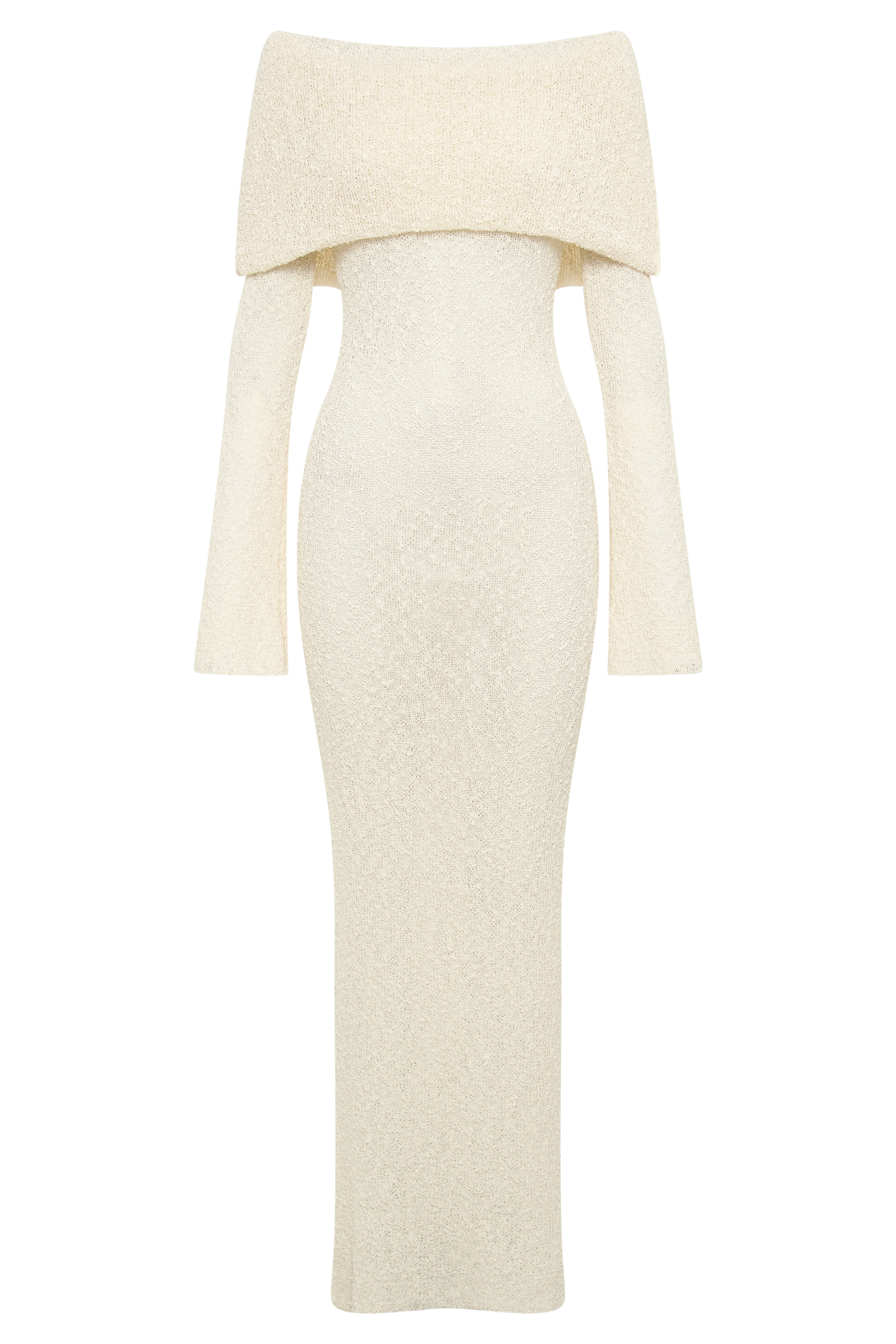 Marisol Off Shoulder Boucle Maxi Dress - Ivory