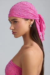 Foulard in rete decorato in rosa Bubblegum