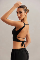 Cowl Neck Crop Top in Black