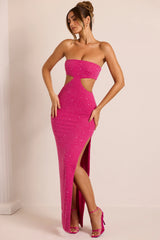 Verziertes Maxikleid mit Cut-Outs in Fuchsia