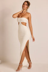 Embellished Cut Out Maxi Dress in White