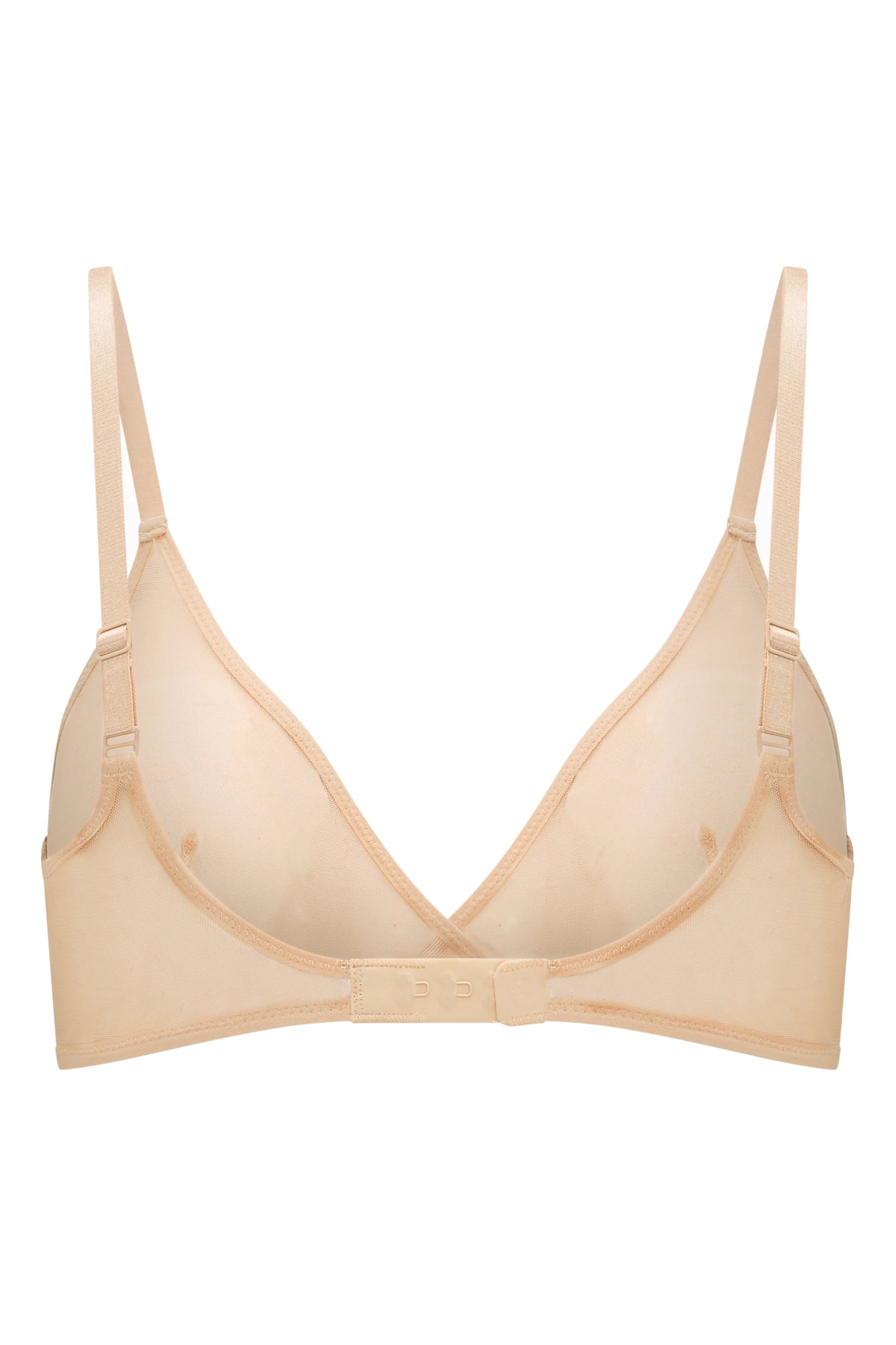 Einlagiger Triangel-BH aus weichem Netzstoff in Beige