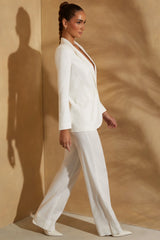 Tailored Linen Blazer in White